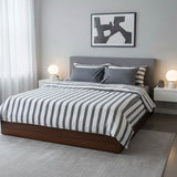 Wide Stripes Percale Plain Bedsheet & Duvet Cover (Set 6 pieces)