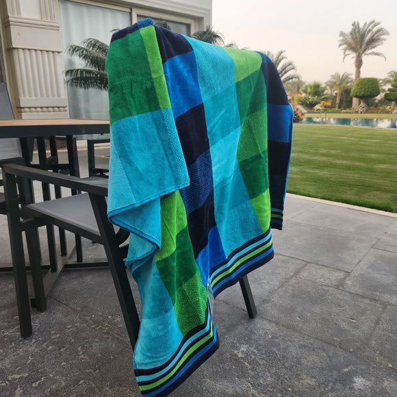 Checkered Blue & Green Beach Towel